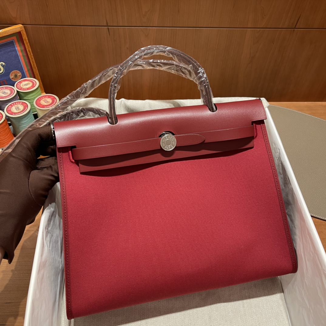 에르메스 에르백31 버건디 은장